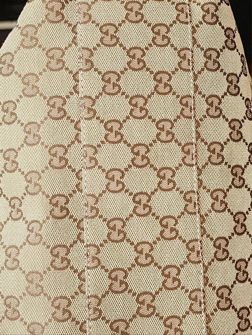 Gucci Beige GG Canvas Shoulder Bag with Brown Trim